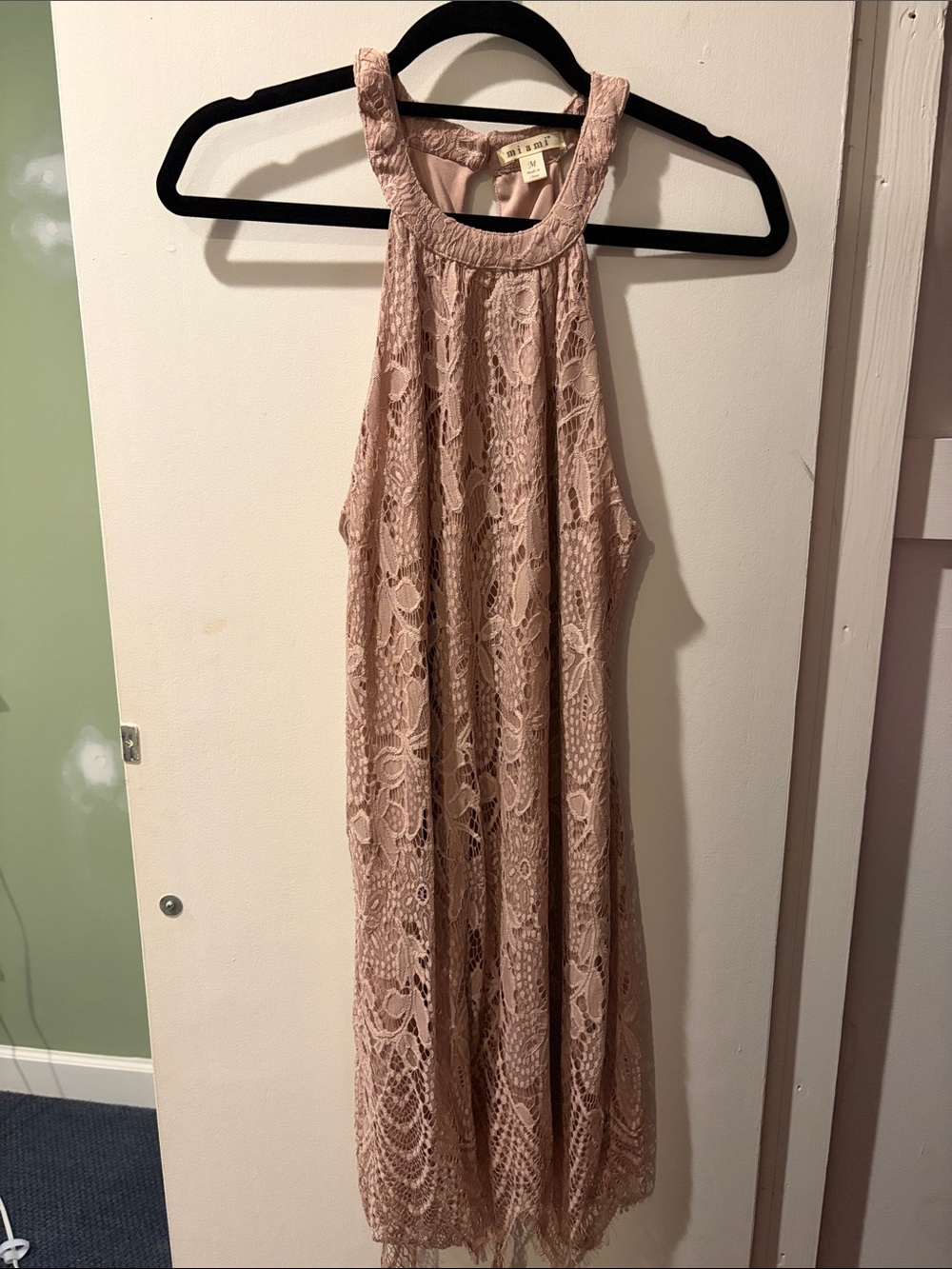 Francesca's Collections Dusty Rose Lace Halter Prom Dress